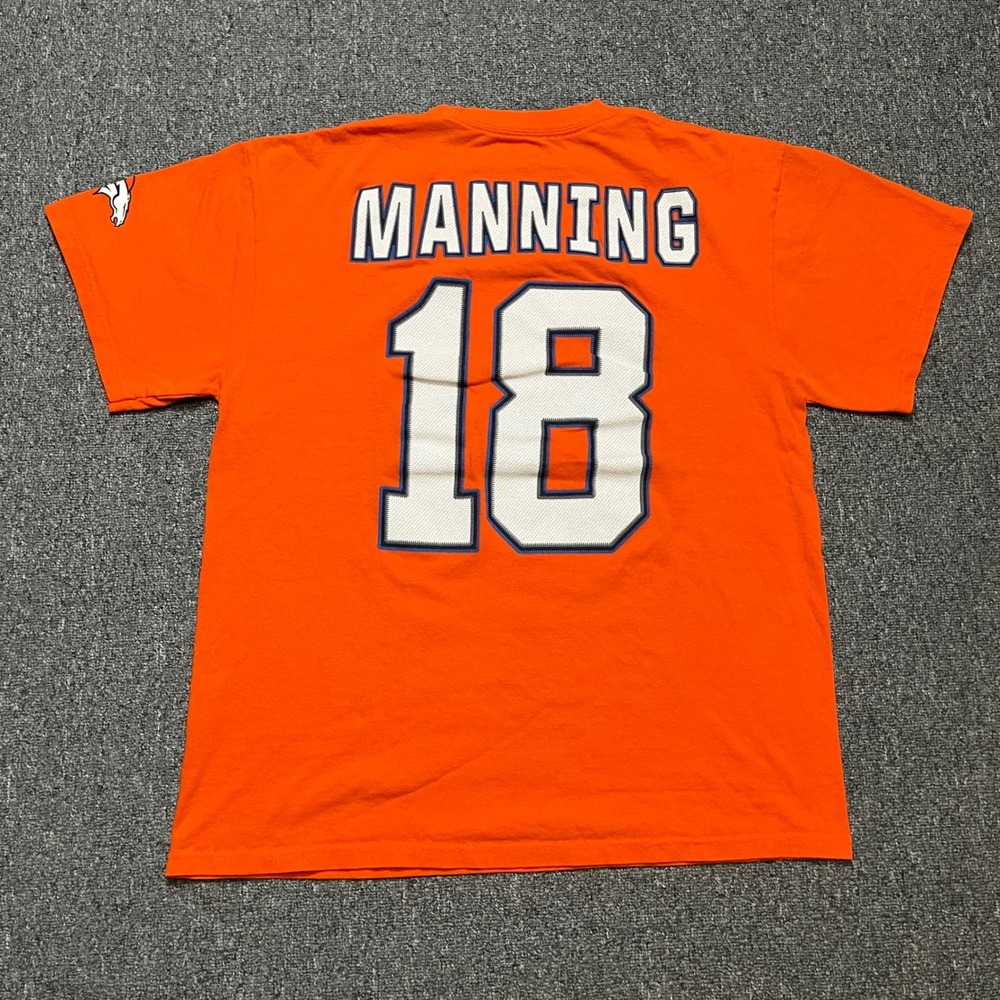 Denver Broncos Peyton Manning‎ 18 Orange NFL Team Apparel T Shirt Mens Large - Picture 2 of 7